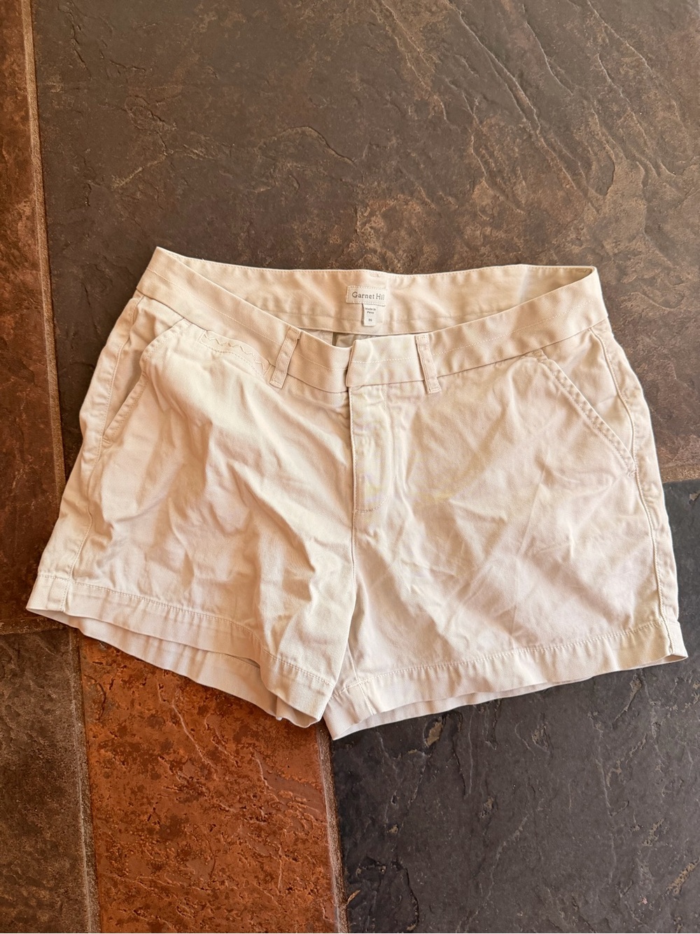 Garnet Hill Women's Chino Shorts Beige Cotton